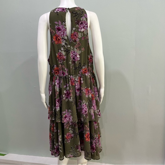 TORRID 2 Dress 2X  Green Floral Sleeveless Buttons Ruffle Chiffon 18 20 - Picture 6 of 7